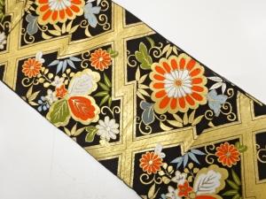 アンティーク　松皮菱に菊・桐模様織り出し袋帯（着用可）